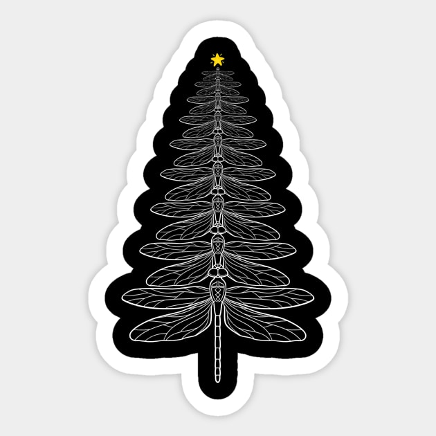 Funny Dragonfly Christmas Tree Sticker by lostbearstudios